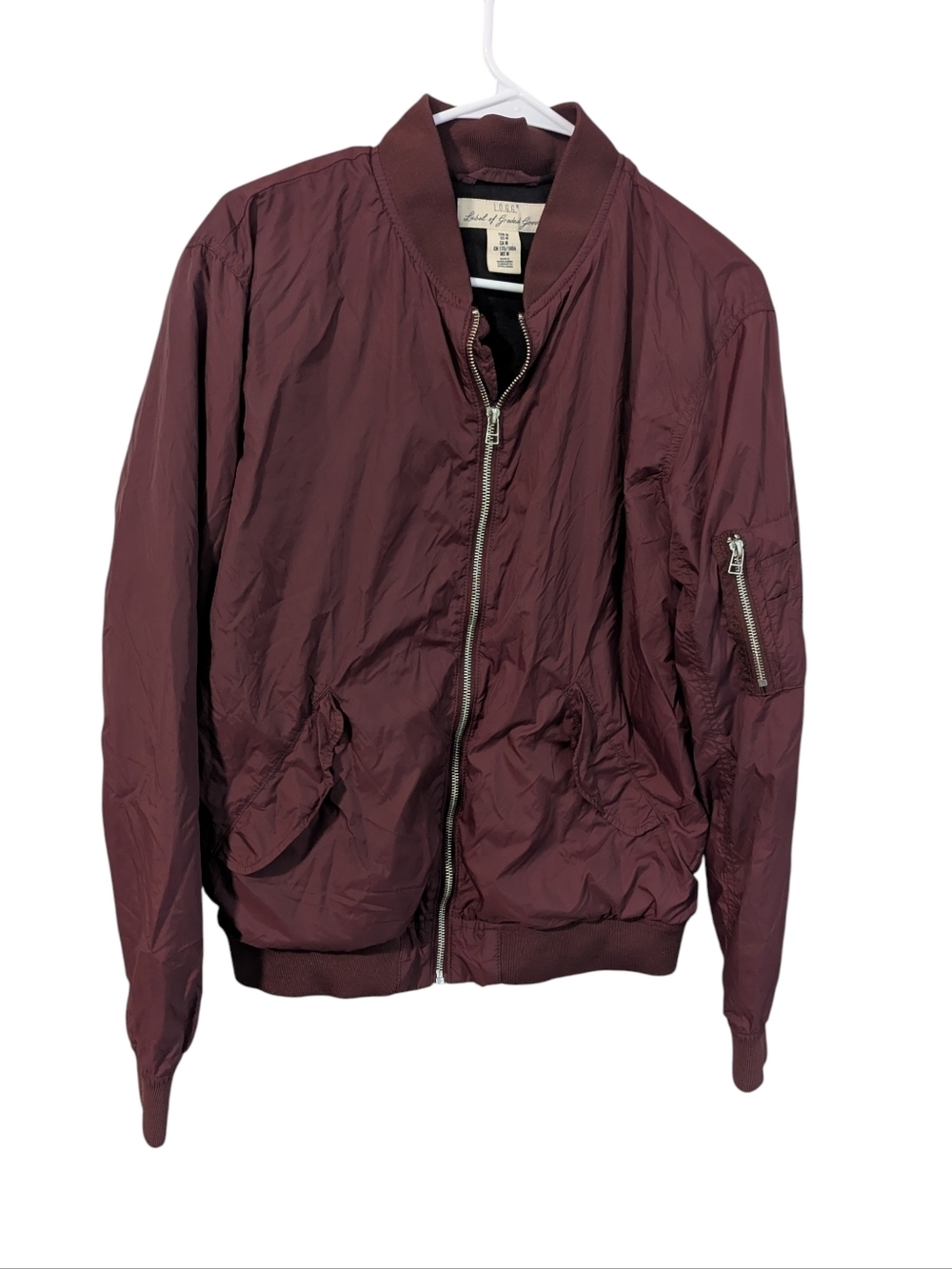 H&M, Logo Burgandy Bomber Jacket, Size M - Picture 1 of 2